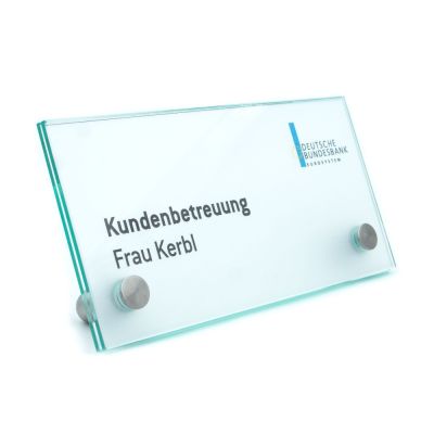 Tischschild Tischaufsteller aus Glas Vitrum T 200 100 mm